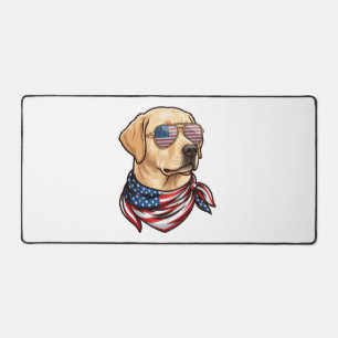Dog Usa Flag Sunglasses Bandanna Desk Mat
