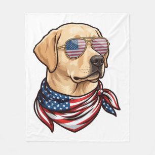 Dog Usa Flag Sunglasses Bandanna Fleece Blanket