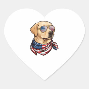 Dog Usa Flag Sunglasses Bandanna Heart Sticker