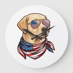 Dog Usa Flag Sunglasses Bandanna Large Clock