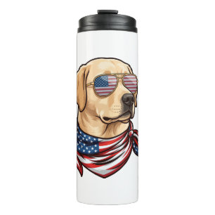 Dog Usa Flag Sunglasses Bandanna Thermal Tumbler