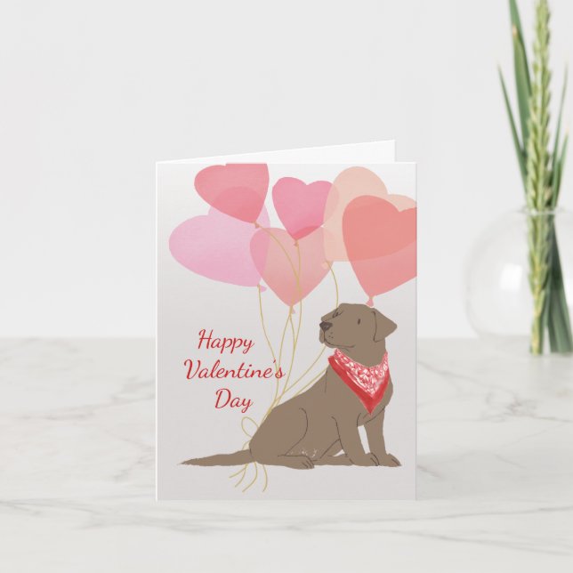 Dog Valentine Card  Chocolate Labrador Retriever (Front)