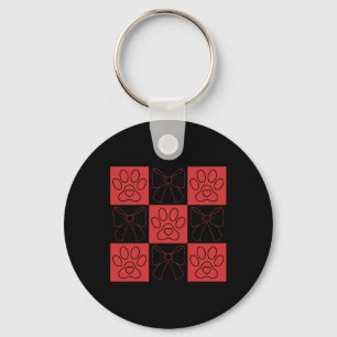 Dog Valentine Coquette Bow Dog Paw Heart Valentine Key Ring
