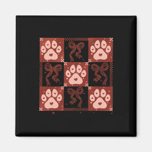 Dog Valentine Coquette Bow Dog Paw Heart Valentine Magnet