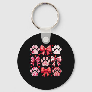 Dog Valentine Coquette Cute Dog Paw Print Heart Co Key Ring