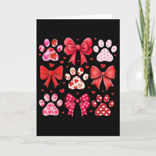 Dog Valentine Coquette Dog Mom Dog Paw Print Heart Card
