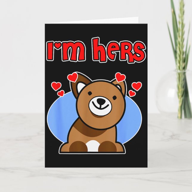 Dog Valentine Couple Design For Men - Im Hers  Card (Front)