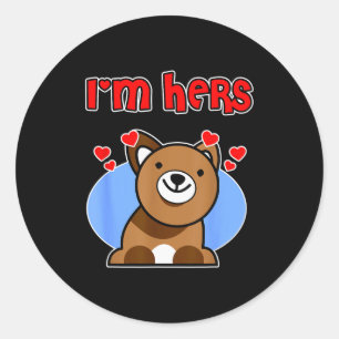 Dog Valentine Couple Design For Men - Im Hers  Classic Round Sticker