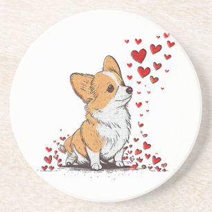 Dog Valentine Cute Corgi Valentine s Day Coaster