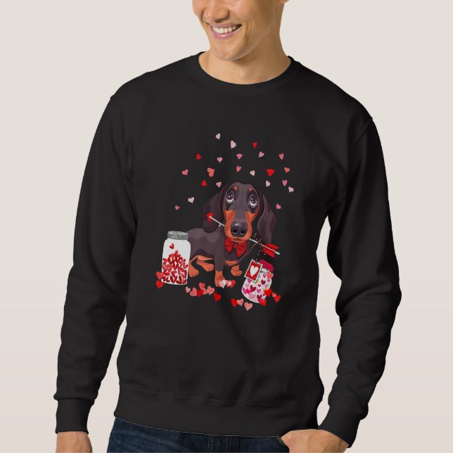 Dog Valentine Cute Dachshund Valentine's Day  1 Sweatshirt (Front)