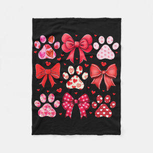Dog Valentine Dog Paw Print Heart Coquette Valenti Fleece Blanket