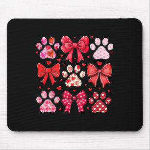 Dog Valentine Dog Paw Print Heart Coquette Valenti Mouse Pad