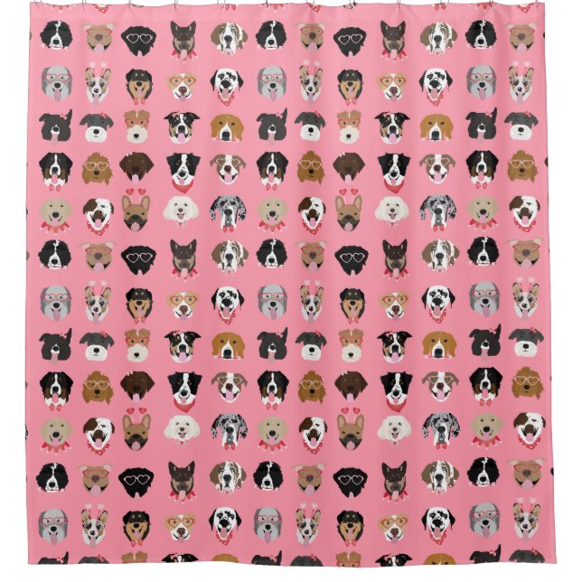 Dog Valentine Face Pattern Shower Curtain (Front)