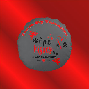 Dog Valentine - Free Kisses Definitely Contains    Round Cushion