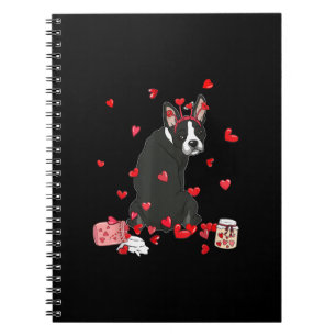 Dog Valentine Gift Cute Boston Terrier Valentines Notebook