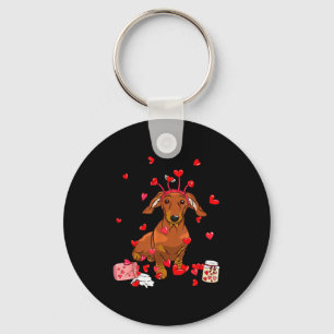 Dog Valentine Gift Cute Dachshund Valentines Day M Key Ring
