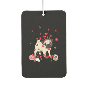 Dog Valentine Gift Cute Pug Valentine's Day Car Air Freshener