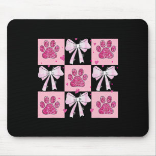 Dog Valentine Pink Bow Mouse Pad