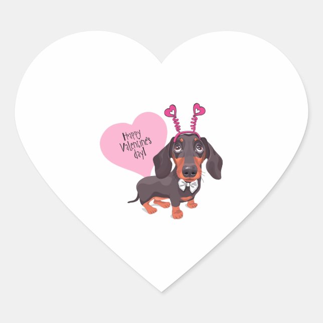 Dog Valentine s Day Heart Sticker (Front)