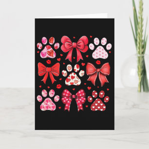 Dog Valentine's Day Coquette Paw Print Heart Dog M Card