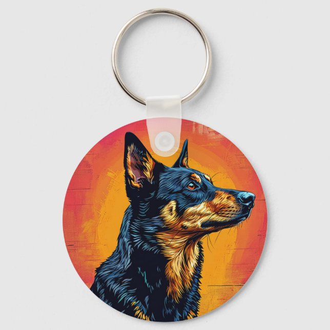 Dog Vector Illustration Key Ring (Front)