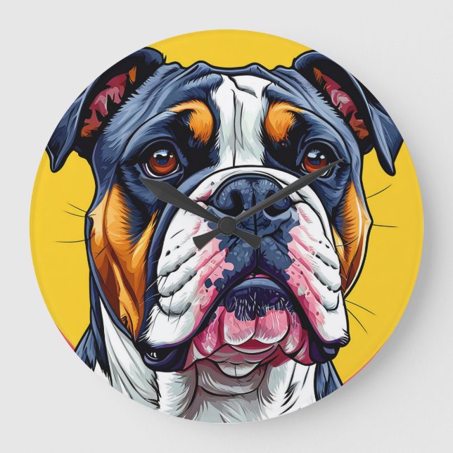 Dog Vector Illustration Large Clock (Front)