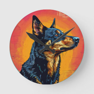 Dog Vector Illustration Round Clock