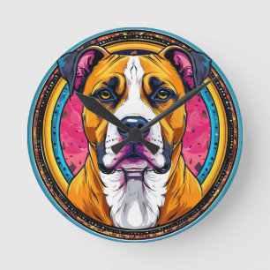 Dog Vector Illustration Round Clock