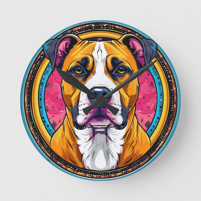 Dog Vector Illustration Round Clock (Front)