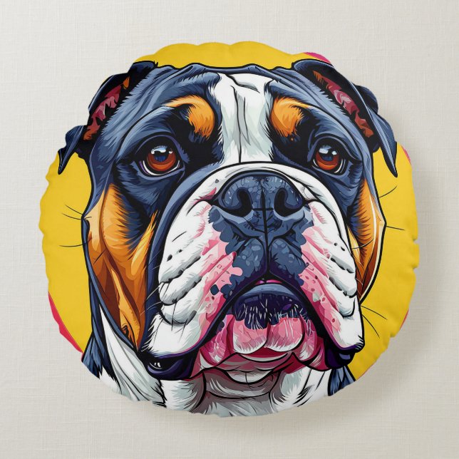 Dog Vector Illustration Round Cushion (Front)