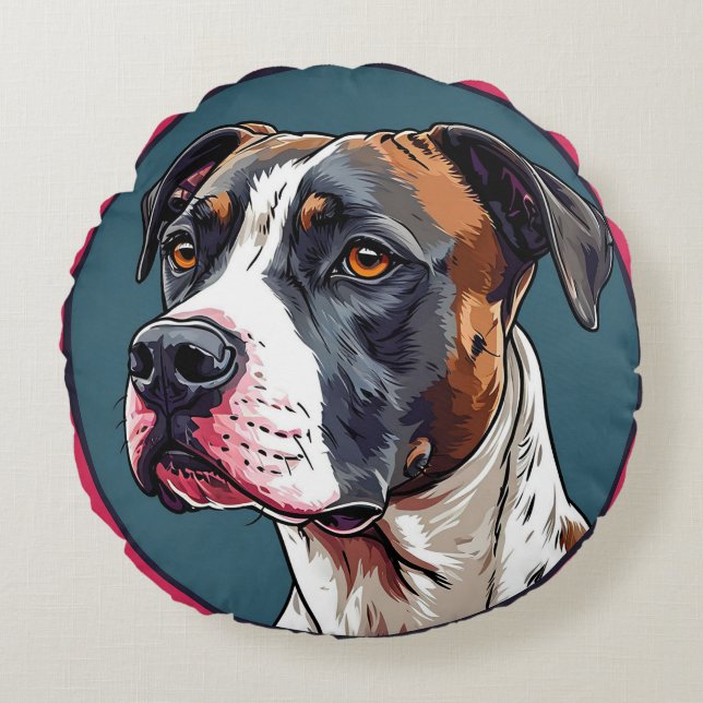 Dog Vector Illustration Round Cushion (Front)