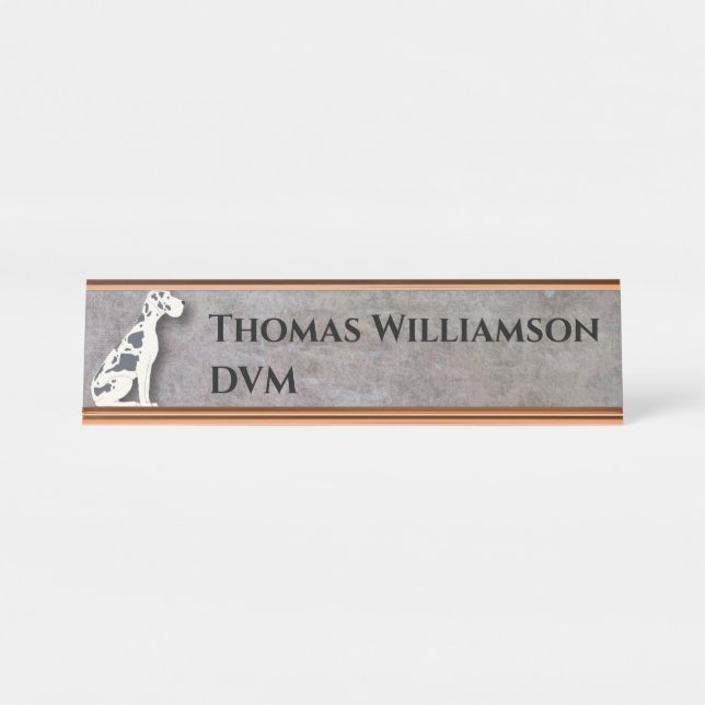 Dog Veterinarians Office Monogrammed Desk Name Plate (Front)