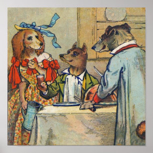 Dog Victorian Dinner Dress Doggy Poster