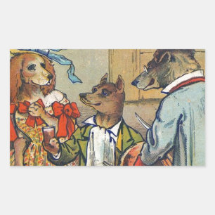 Dog Victorian Dinner Dress Doggy Rectangular Sticker