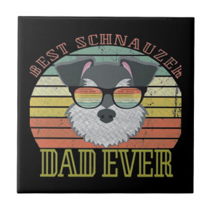Dog Vintage Best Schnauzer Dad ever Tshirt Fathers Tile