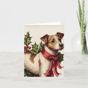 Dog vintage illustration Christmas card 