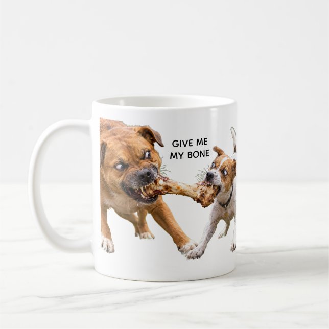 DOG vs. DOG over a bone Coffee Mug (Left)
