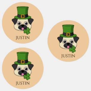 Dog w Hat and Shamrock St Patrick's   Personalise