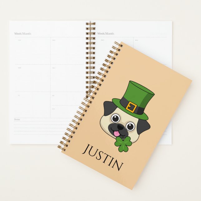 Dog w Hat and Shamrock St Patrick's | Personalise Planner (Display)