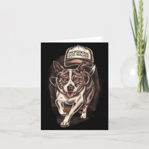 Dog Waking Professional Dog Walker Hat Graphic  Card