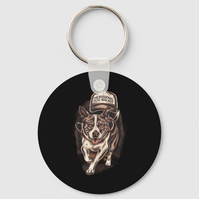 Dog Waking Professional Dog Walker Hat Graphic  Key Ring (Front)