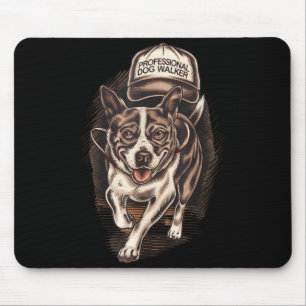 Dog Waking Professional Dog Walker Hat Graphic  Mouse Pad