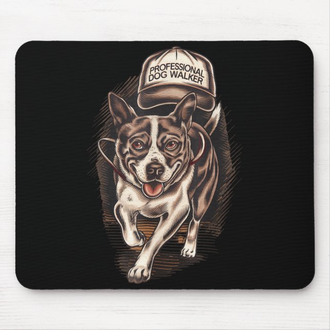 Dog Waking Professional Dog Walker Hat Graphic  Mouse Pad (Front)
