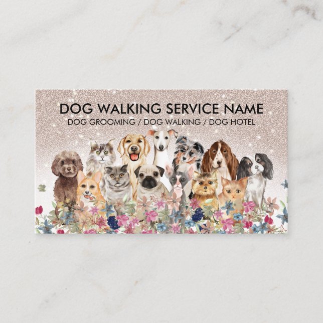 Dog Walk Cat Check In Service Business Card (Front)