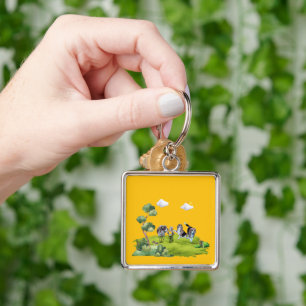 Dog Walk -Child and Hounds Outdoor Adventure Key Ring