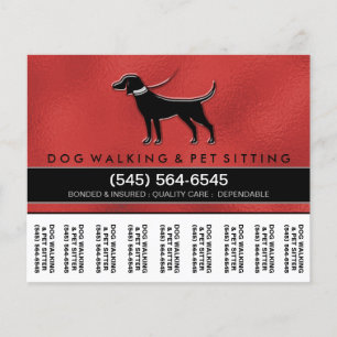 Dog Walker 5.6 x4.5 Tear Off Flyer Red & Black