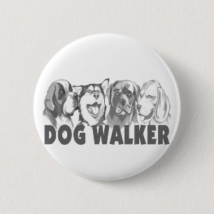 Dog Walker 6 Cm Round Badge