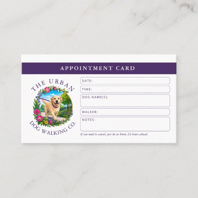 Dog Walker Appointment Card - Labrador (Front)