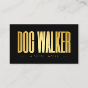 Dog Walker Black And Gold  Business Card