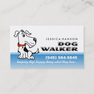 Dog Walker Custom Blue & White Business Card